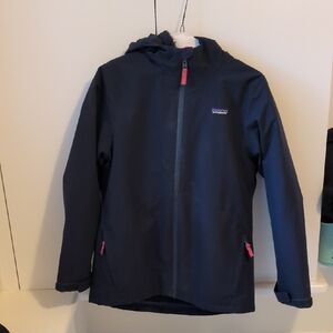 Patagonia Kids' Dark Blue Raincoat with Pink Highlights
